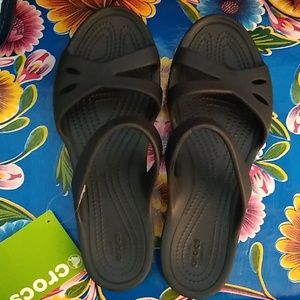 Black Crocs sandals size 8 brand new w tags